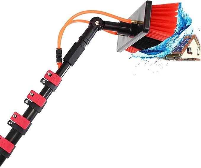 Water fed Pole Adjustable Window Cleaning Brush Solar Panel Cleaning Brush Pole Cleaner Toolsglass Tool 3.6M-10.8Mfor Window CleaningPhotovoltaic Panel CleaningTrucks5.4m/18FT