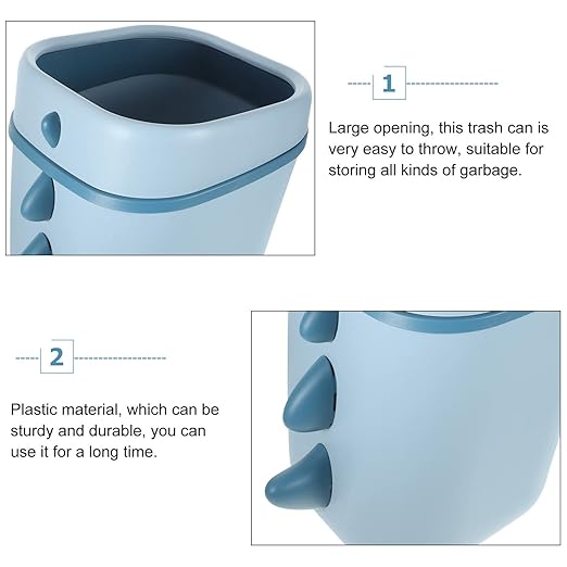 Cabilock Kitchen Trash can Dinosaur Trash Can Open Top Paper Wastebasket Tabletop Garbage Bin Round Countertop for Home Office Bathroom Kitchen Plastic Garbage Bin