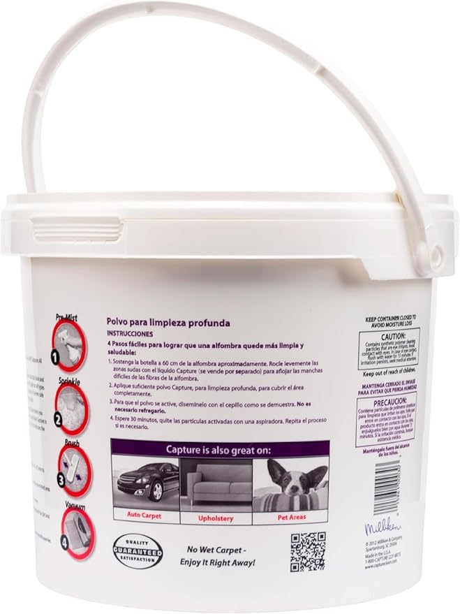 Capture Carpet &amp Rug Dry Cleaner w/Resealable lid - Home Car Dogs &amp Cats Pet Carpet Cleaner Solution - Strength Odor Eliminator Stains Spot Remover Non Liquid &amp No Harsh Chemical (8 Po