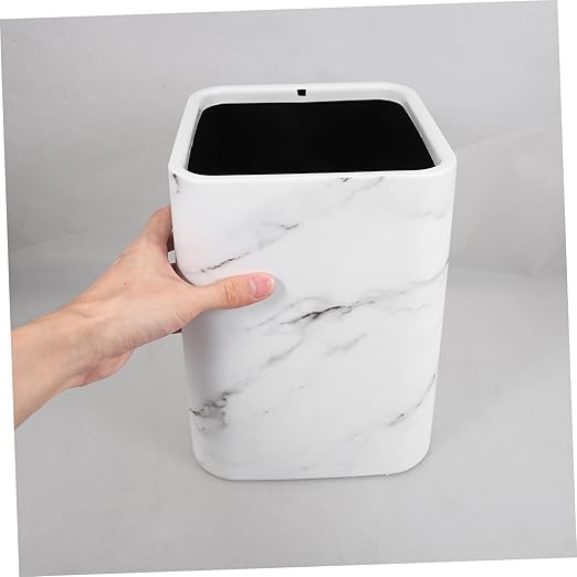 OUNONA Marble Wastebasket Double Layer Trash Can Without Lid for Kitchen and Bathroom Decorative Trash Bin for Home Office Sleek Design