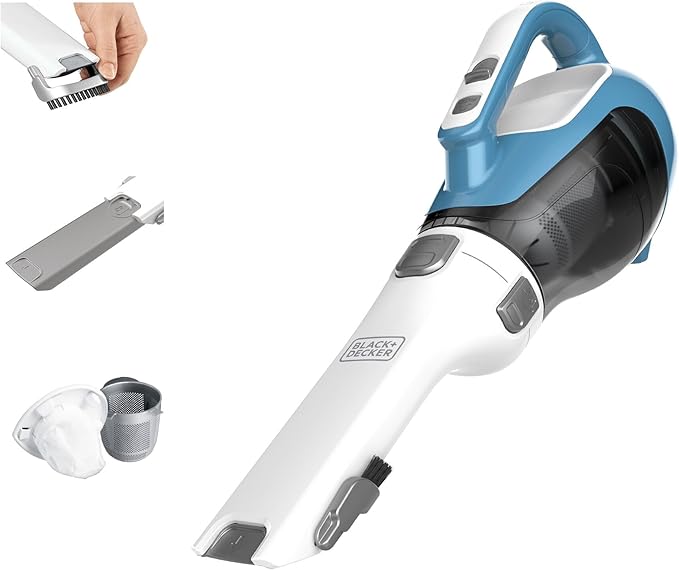 BLACK+DECKER dustbuster AdvancedClean Handheld Vacuum Cordless Compact Home and Car Vacuum with Crevice Tool Rotating Nozzle and Charging Station Large Dust Bowl (CHV1410L)