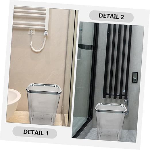 Large Transparent Plastic Garbage Can with Electroplated Press Ring Sturdy PP Bathroom Trash Bucket for Home Kitchen Office Living Wastebasket with Wide Opening