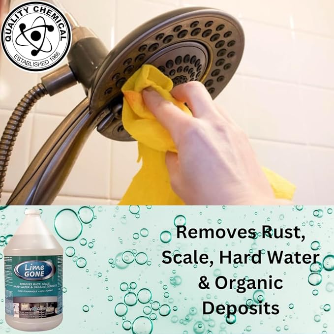 Quality Chemical Lime-Gone Remover - Calcium Lime and Hard Water Stain Remover for Bathroom Shower and Tile - Lime a Way - 128 oz (Pack of 1)