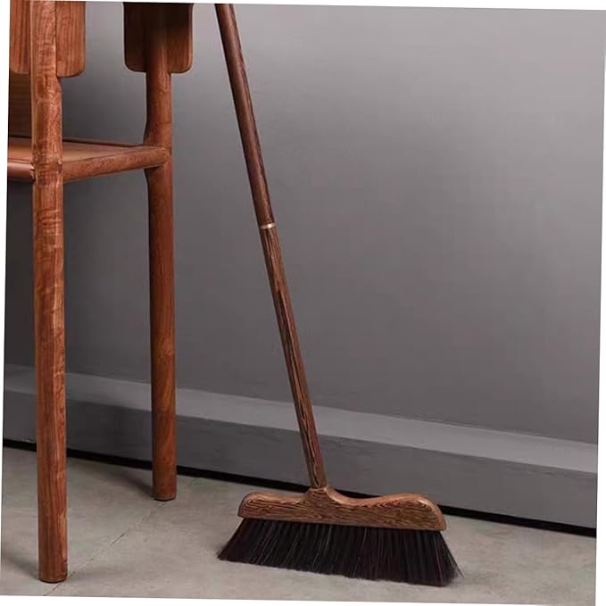 Wooden Outdoor Broom with Soft Bristles Long Handle Garden Scrub Broom for Deck Patio and Floor Cleaning Static Dust Brush for Home and Outdoor Use