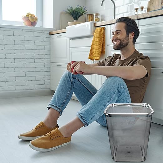 BESPORTBLE Large Trash Can 12L Plastic Wastebasket with Electroplated Pressed Ring Lid Household Garbage Bin for Bathroom Kitchen Home Use