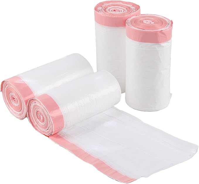Wekioger 7 Gallon Medium Drawstring Trash Bags White Kitchen Garbage Bags 240 Bags/4 Rolls