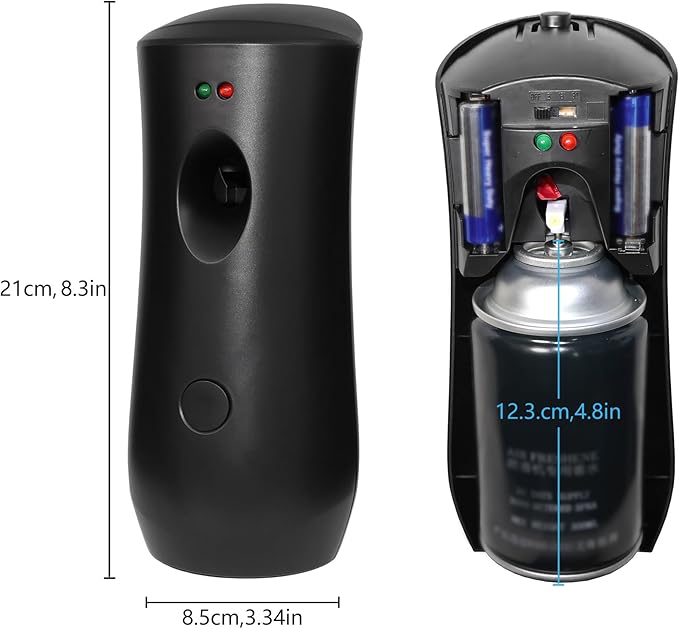 (4-Pack) Automatic Fragrance DispenserAutomatic Air Freshener Spray DispenserFree Standing or Wall Mounted for Home Indoor Bathrooms Offices Hotels and Commercial Places (Black)