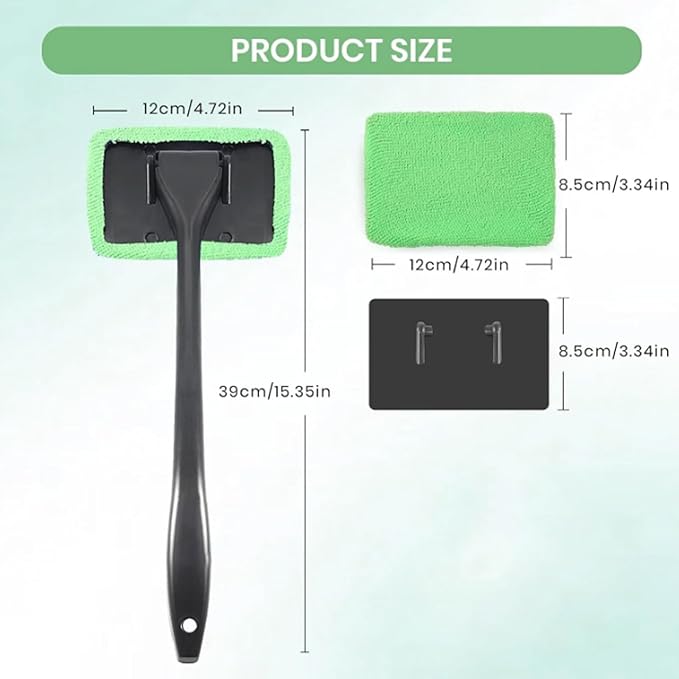 Hicaly Windshield Cleaner Hicaly Car Window Cleaner Windshield Cleaner Tool – for Streak-Free Windows with 4 Washable and Reusable Microfiber Pads (1PC-Blue)