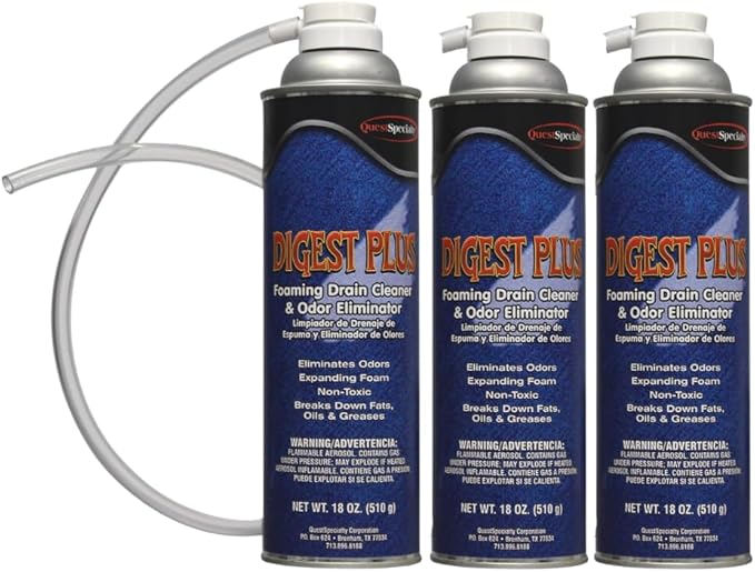 Quest Specialty DIGEST PLUS Foaming Drain Cleaner and Odor Eliminator 3 count