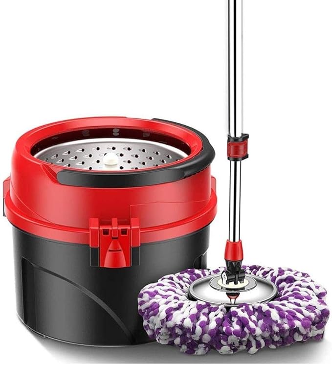 Rotating Mop Sets Spinning System 360 Spin WithExtended Handle 3 Extra Microfiber Refills for(White-Dinosaur Doodle4)