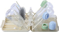 Baby Bottle Scrubber 6-in-1 Bottle Brush Set with Silicone Brush Nipple Cleaner Straw Brush Soap Dispenser Storage Box and Drying Rack Ideal Bottle Cleaner Kit for Home and Travel (Creamy)