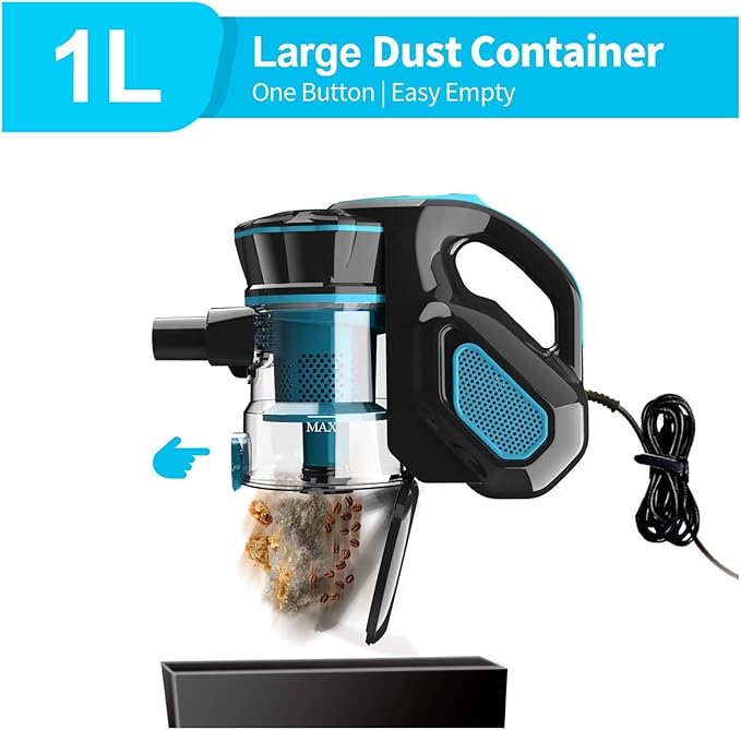 Corded Stick Vacuum Cleaner - 600W Motor 18Kpa Powerful Suction Handheld Vacuum Compatible With INSE I5 For Home Hair &amp Hard Floor Cleaning(BlueEU)
