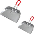 TOP DOG Metal Dustpan 17” Aluminum Dust Pans Heavy Duty Does not Chip or Bend Sheet Metal Edge Flat Against Floor for Small Item Sweeping Rubber Coated Easy to Grasp Handle (2pcs)
