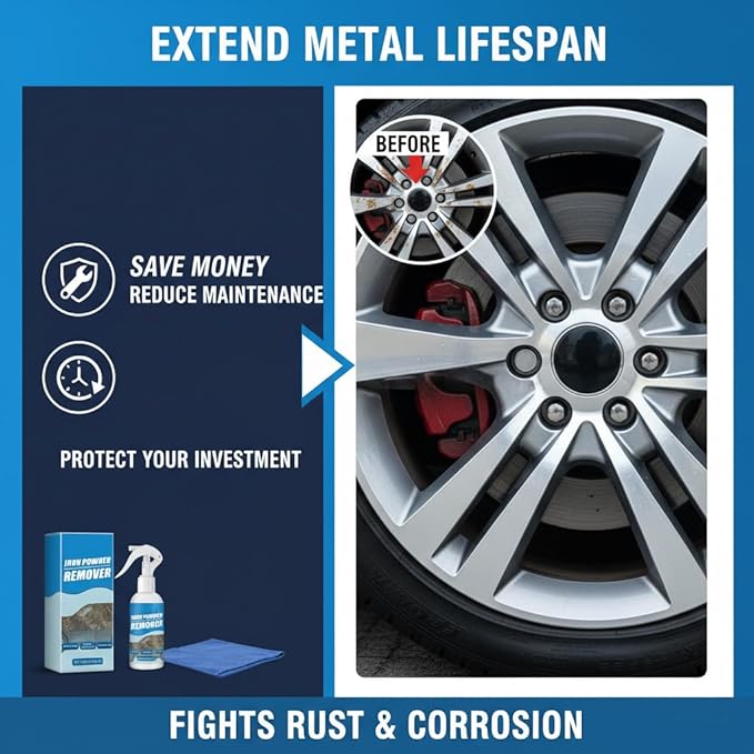 2026 New Multi-functional Quick-acting Rust Removal Spray Fast-acting Spray to Remove Iron Portable Car Rust Removal for Metal Tools Cars Chains (3PCS)