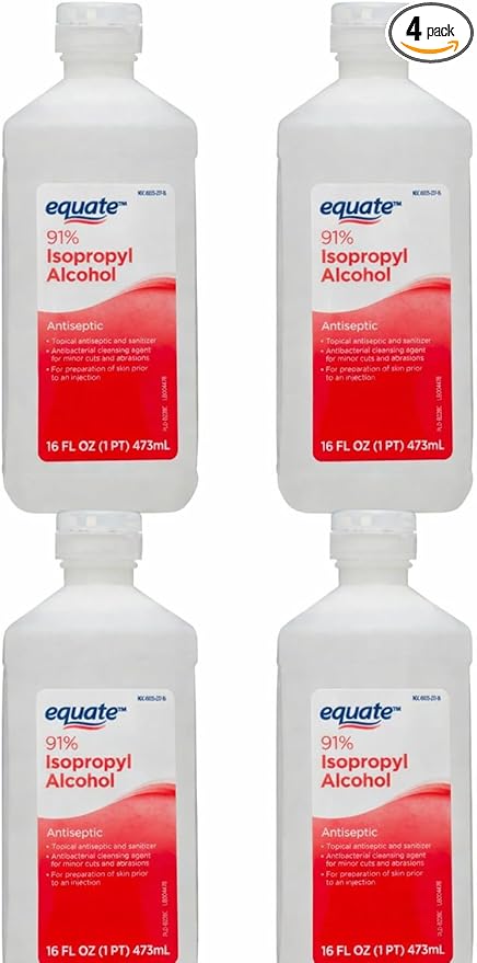 Equate 91% Isopropyl Alcohol Cleaning Solution 16 Oz 4 Bottles