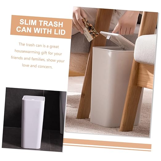 ABOOFAN Square Trash Can with Lid Large 10 Gallon Pressed Plastic Waste Basket for Kitchen Office and Living Room Sturdy Easy to Clean Design for Household Recycling
