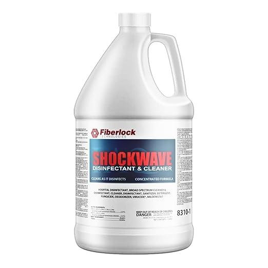 Fiberlock Shockwave Disinfectant Cleaner Concentrate 1 Gallon Ideal for Water Restoration &amp Flood Mitigation Hospital-Grade Disinfectant High-Yield Formula