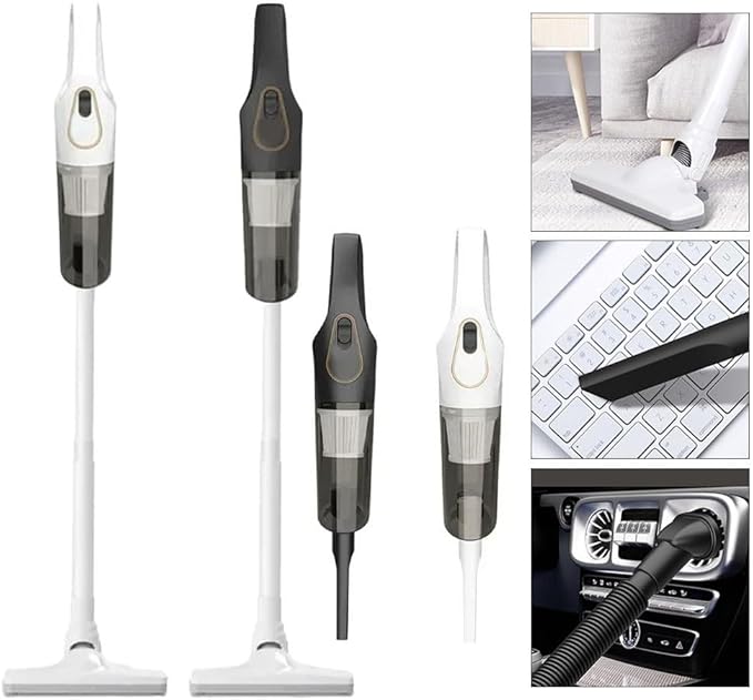 Cordless Vacuum Cleaner with Powerful Suction Motor Lightweight Design USB Charging for Multi for Surface Floor Carpet Dust Deep Clean(A-White)