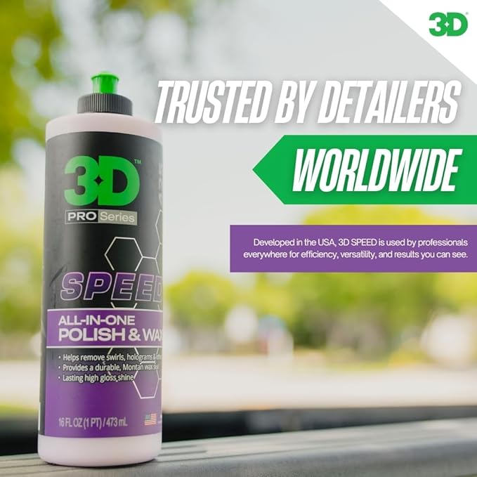 3D Speed All-In-One Polish &amp Wax – Scratch &amp Swirl Remover Clear Coat Safe Paint Sealant – High Gloss Finish Easy Application – 16oz – Made in USA