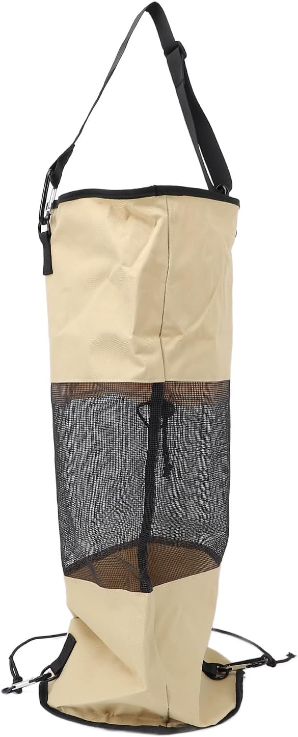 Boat Trash Bag Nylon Mesh Reusable Garbage Container with Lanyard Marine Waste Bag for Fishing Camping Outdoor Seaside Use Durable Oxford Cloth and Mesh Design