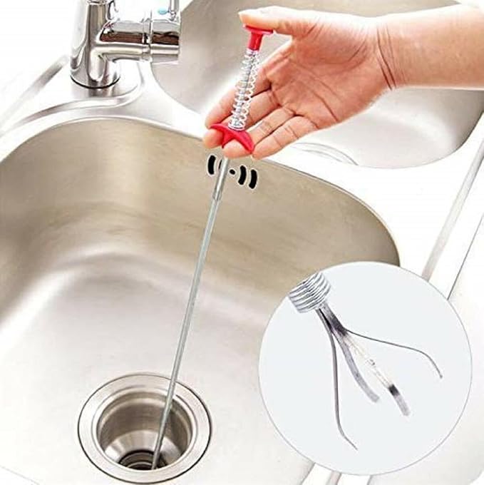 HNL Stainless Steel Hair Catching Drain Cleaner Wire Spring Sink Cleaning Stick