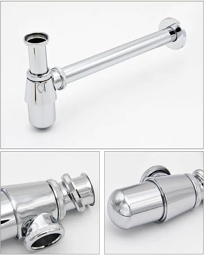 Bathroom Sink Trap with Adjustable Length Odor Prevention Round Outlet Trap Metal for Most Basins Elegant Appearance Bathroom Sink Waste Pipe