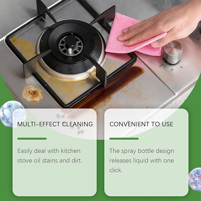 500ml Household Efficient All-Purpose Cleaner Multi-effect Degreasing &amp Stain Removal Agent Powerful Kitchen Heavy Oil Foam Cleaner for Oven Stove Range Hood Pots and Pans (1Pcs)