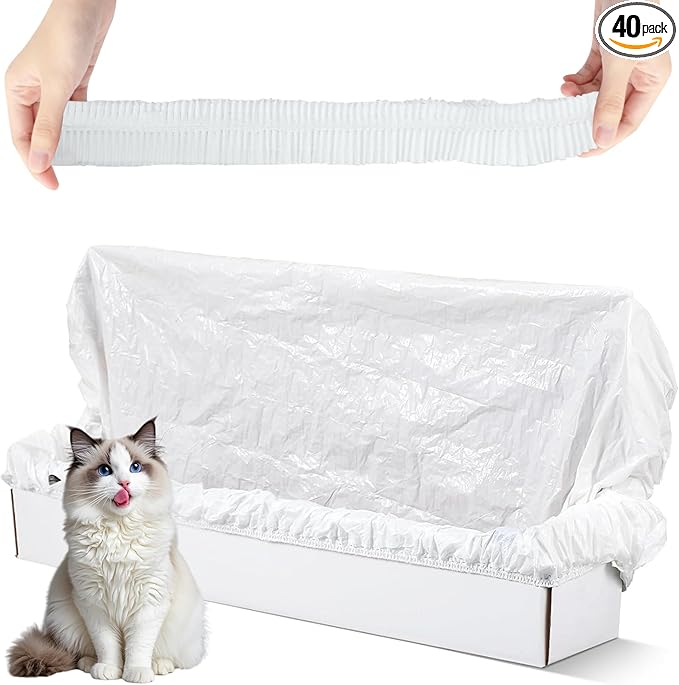 Trash Bags Compatible with Popur X5 Litter Box – Thickened Leakproof Design 7-Day Odor Control Perfect Fit for X5 Self-Cleaning Cat Litter Boxes -40PCS