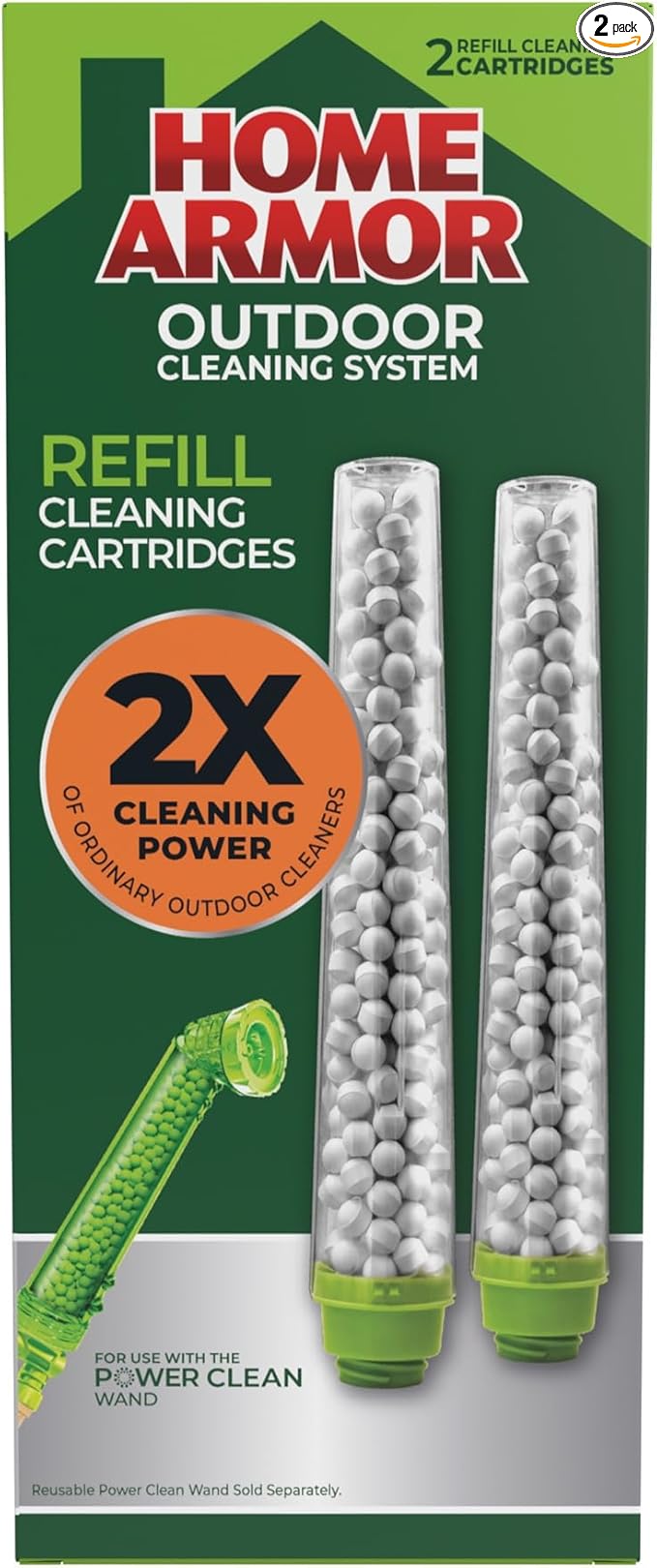 Home Armor Refill Cleaning Cartridge 2 Pack For Use with the Power Clean Wand 2X Cleaning Power of Ordinary Outdoor Cleaners Single Use Cartridge