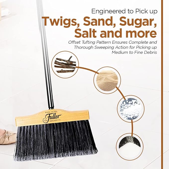 Fuller Brush 10-Inch Upright Maple Wood Broom Head – Indoor and Outdoor Cleaning Head for Hard Surfaces Including Tile Concrete Garage Floors Workshops Basements and Commercial Spaces