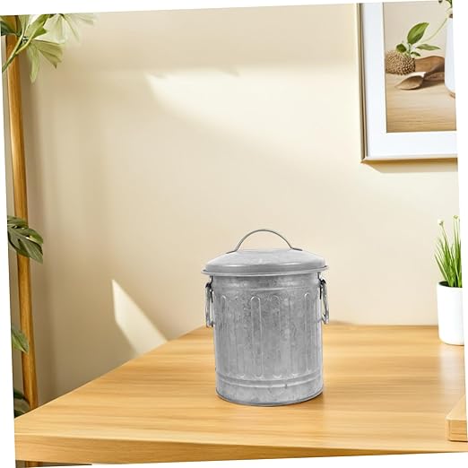 Healifty Bucket Shaped Desktop Wastebasket Small Office Trash Bin with Lid Sturdy Rubbish Container for Home Bedroom Desk Easy to Clean and Reusable