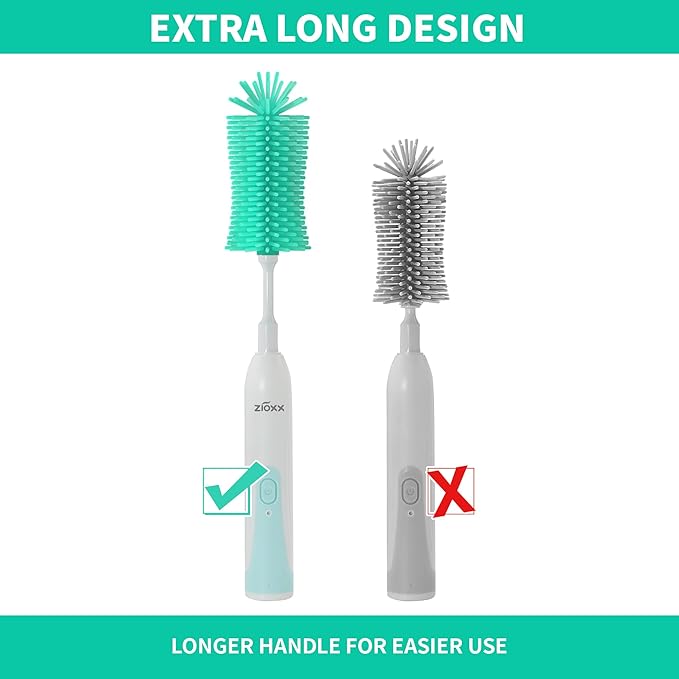 Electric Bottle Brush Cleaner Portable Electric Baby Bottle Brush Cleaner for Travel Rechargable Travel Bottle Cleaner Kit with Nipple &amp Straw Brush Perfect Mom Essentials After Birth Gift Gre