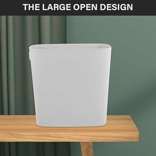 Luxshiny Slim Trash Can Plastic Waste Basket Rectangle Garbage Container Narrow Wastebasket Recycle Bin for Bathroom Bedroom Kitchen Living Room 28X27X12.5cm