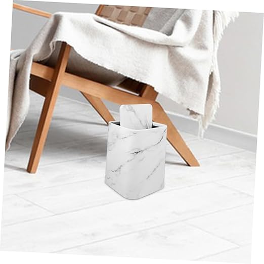 Veemoon Marble Wastebasket with Lid Bin for Bathroom Kitchen and Office Versatile Design Adequate Capacity for Home and Hotel Use