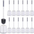 Patelai 12 Pack 18.12 Inch Toilet Bowl Brush and Holder for Bathroom Toilet Bowl Brush Scrubber with Caddy Set for Deep Cleaning (White)