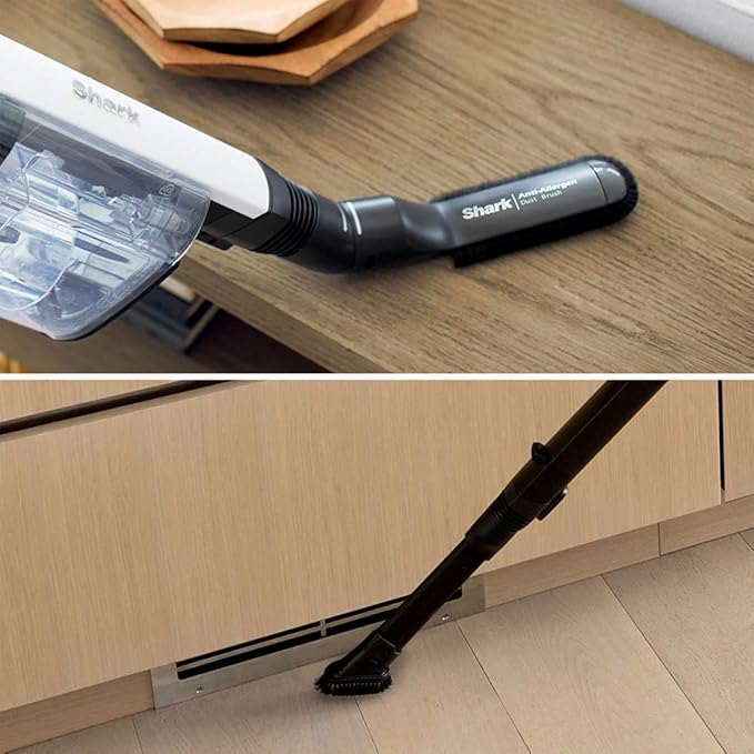 Shark UZ565H Pro Cordless Vacuum w/ Clean Sense IQ &amp MultiFLEX Technology PowerFins Plus Brushroll Duster Crevice Tool &amp Anti-Allergen Dusting Brush Up to 40 Minute Runtime White/Blue (Ren