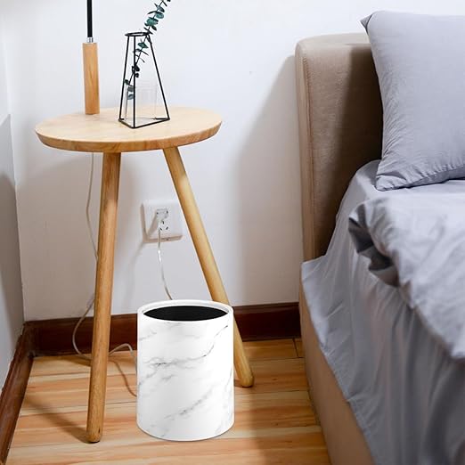 Marble Pattern Wastebasket Lidless Trash Can Opening Garbage Container for Bedroom Bathroom Kitchen Dormitory with Stable Structure and Modern Design