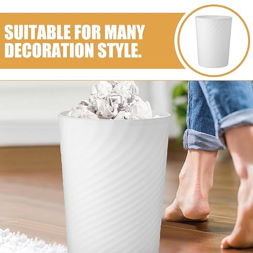 Plastic Trash Can Medium Wastebasket with Large Opening Sturdy No Lid Garbage Container for Bathroom Office Bedroom Home Use