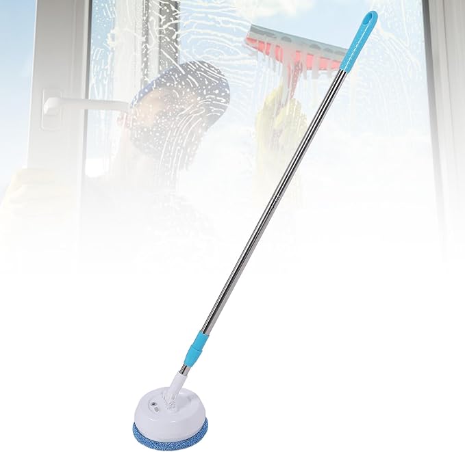 Cordless Electric Mop Cordless Power Mop with Flexible Head and Telescoping Rod Powerful Spin Cleaning for Floor Window Ceiling Includes 6Pcs Accessories for Home Use (Style 2)