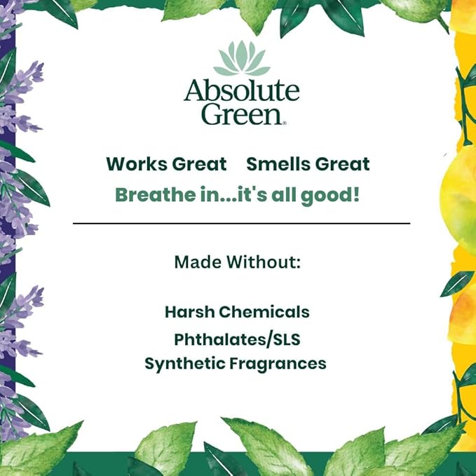 Absolute Green All Purpose Cleaner Spray Non-Toxic Kitchen Bath Countertop Stainless Safe around Kids + Pets Natural Peppermint Scent 25 oz (6 Pack)