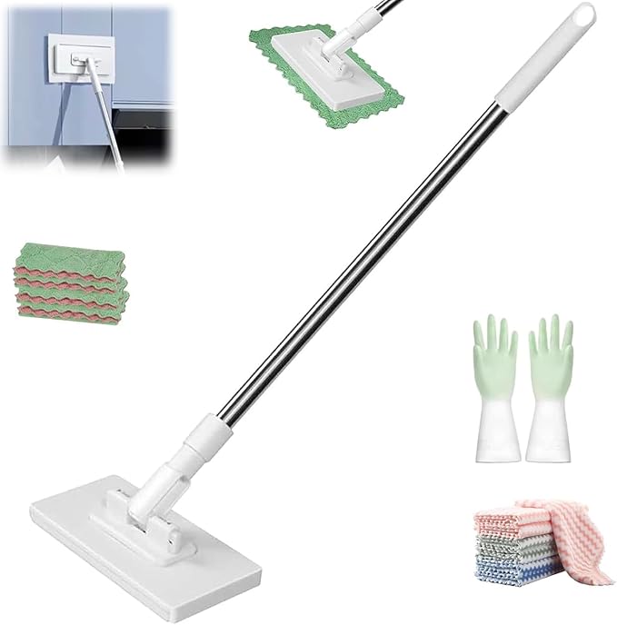 Cloth Changing mini mop Lazy mop Disposable dust mop with Reusable Cloth Automatic Cloth Clip and no-wash mops Multi-Surface mops for Walls Doors and Windows