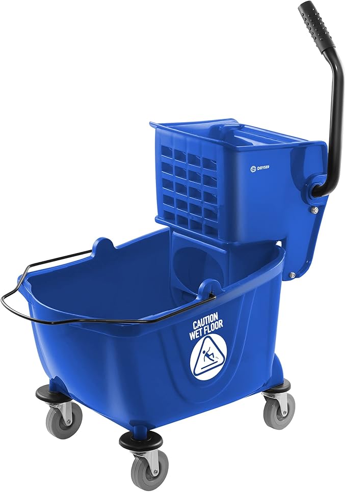 Dryser Commercial Mop Bucket with Side Press Wringer 26 Quart Blue