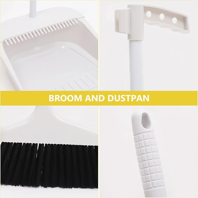 Hemoton 1set Broom and Dustpan Set Handle Ergonomic Cleaning Supplies for Home Use Soft Bristle Brush and Dustpan for Easy Cleanup