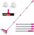 Magic Broom Sweeper Multifunction Replaceable Silicone Broom Household Squeegee for Floor Cleaning Bathroom Pet Hair Dog Broom Brush Set (Bright Pink)
