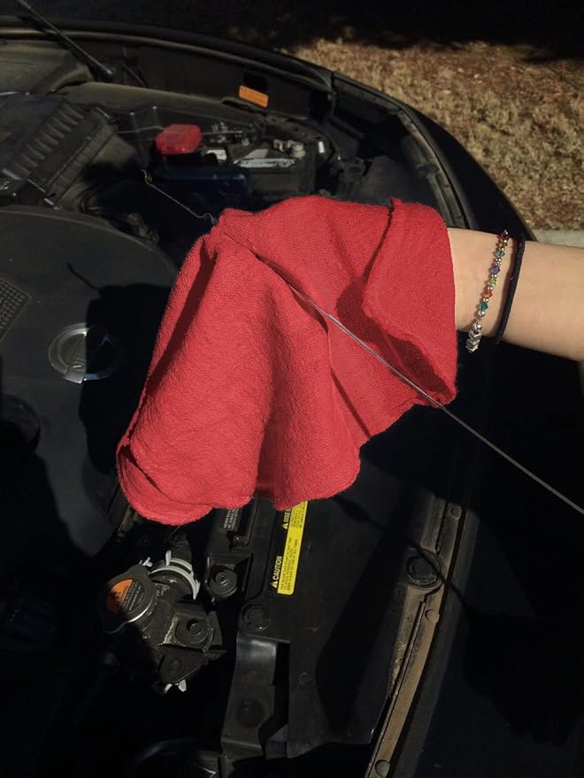 Avalon Towels Cotton Shop Rags – (Pack of 100) Size 12x14 Inches Cleaning Rags – Absorbent Shop Towels and Multipurpose Cleaning Towels for Automobiles Industries Garage and Homes (Red)
