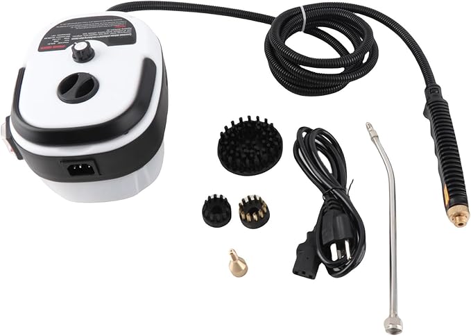 Portable Handheld Steam CleanerHigh Temperature High Pressure Steam Cleaner with Brush HeadsABS Portable Car Steamer Durable and Reliable for Kitchen Furniture Bathroom Car (White)