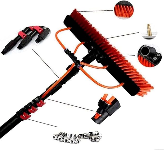 Window Cleaner Kit Window Cleaning Pole Water/Hose Fed Extendable Pole Window Cleaning Brush Equipment Cleaning Photovoltaic and Solar Panels