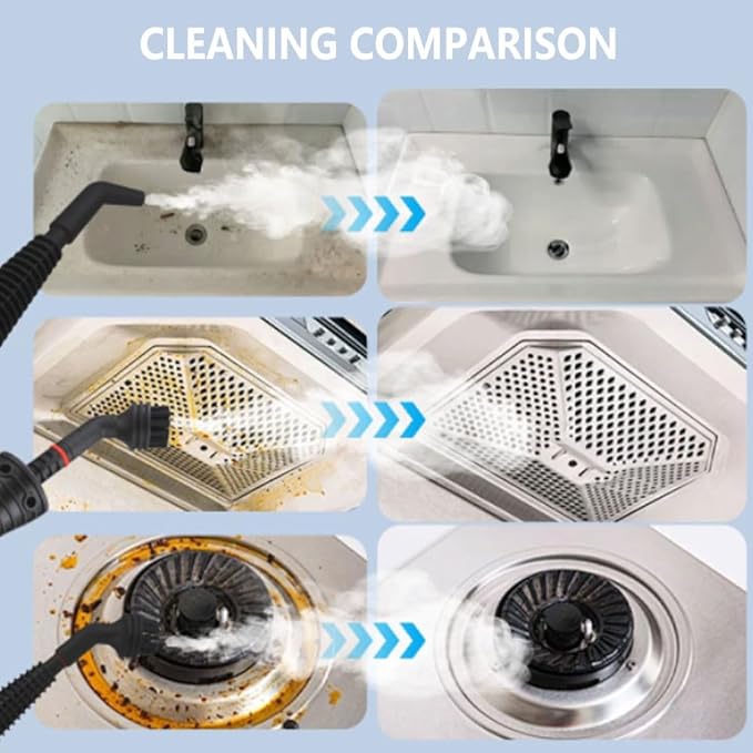 Portable Steam Cleaner Pressurized Handheld Steam Cleaner for All Surfaces House Car Use for Car Detailing Floor Upholstery Grime Grease