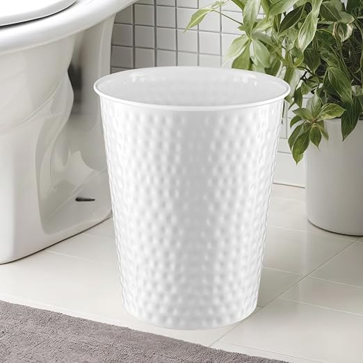 Monarch Abode Metal Bathroom Trash Can – Waste Basket for Bedroom Office Desk &amp Dorm Hand Hammered Durable Decorative White Small Trash Can Bathroom Garbage Bin Wastebasket