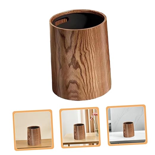 Bathroom Trash Can Wastebasket Rustic Design Large Capacity Counter Trash Can Plastic Construction Suitable for Kitchen Office Bathroom
